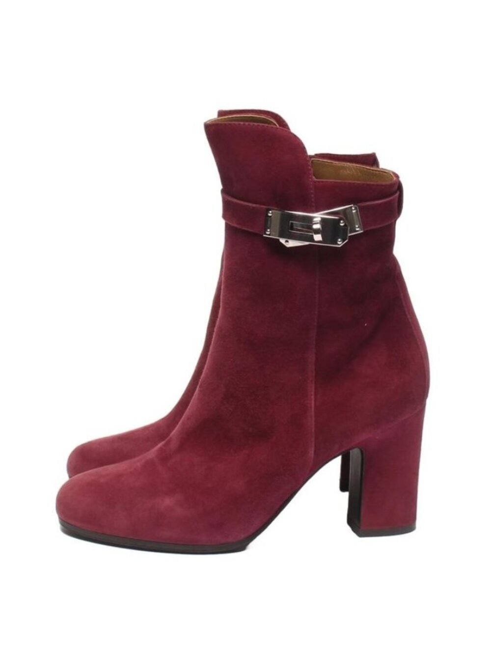 Hermes Short Boots Saint Germain Kelly Hardware Suede SIZE 35 1 2 - Picture 2 of 8